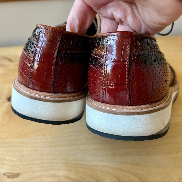 S’ BAKER LEATHER DERBY SHOES MEN 42 US 9 REPTILE WINGTIP LEATHER OFFICE MODERN - Picture 6 of 12